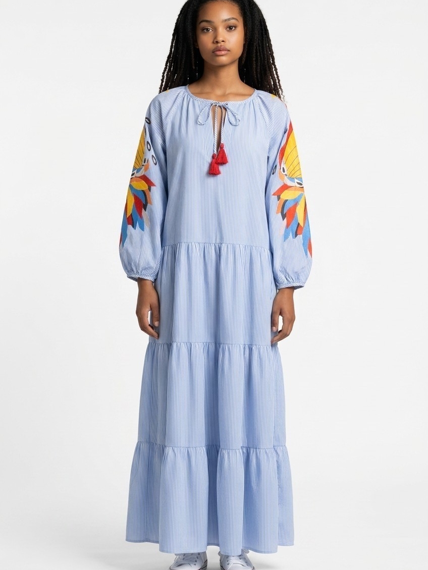Light Blue Tiered Maxi Dress